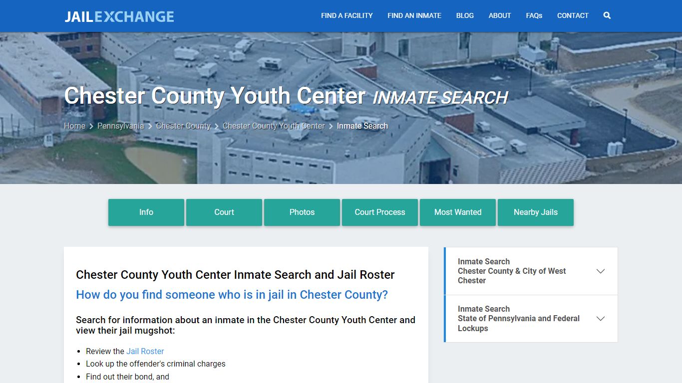 Inmate Search & Mugshots - Chester County Youth Center, PA - Jail Exchange